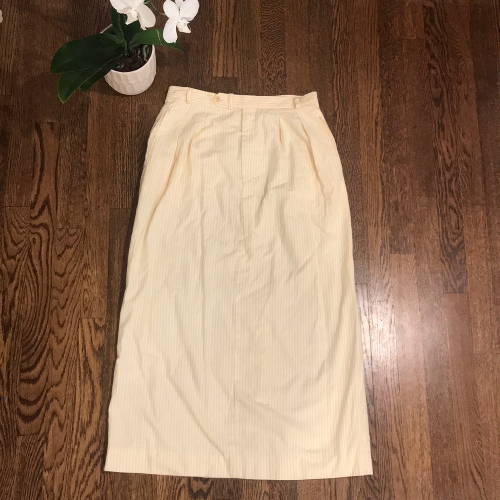 Vintage Yellow Striped Cotton Maxi Skirt